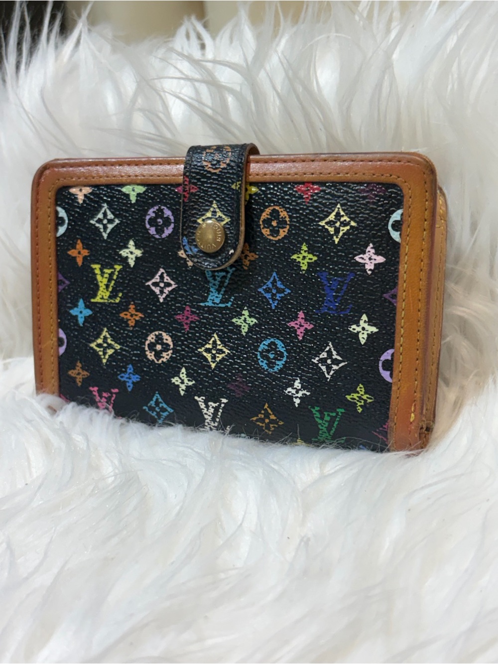 Louis Vuitton Monogram Black Multicolor Takashi Murakami Viennois Wallet